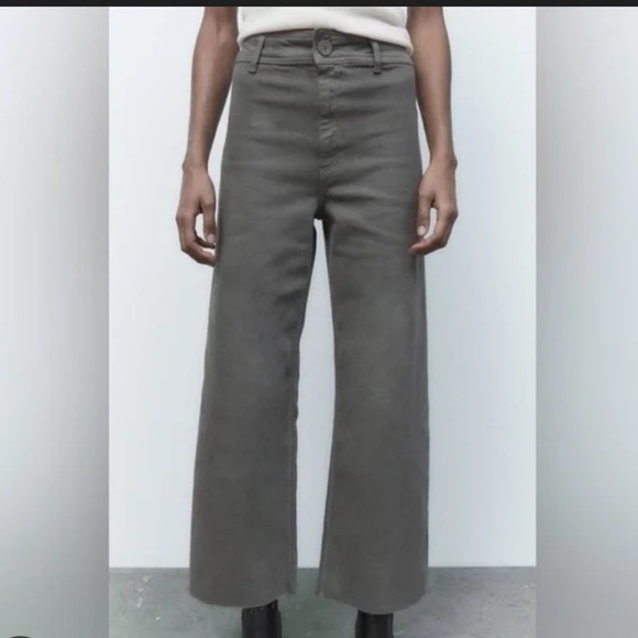Zara Gray Marine Wide-Leg Pants Jeans - Picture 4 of 4